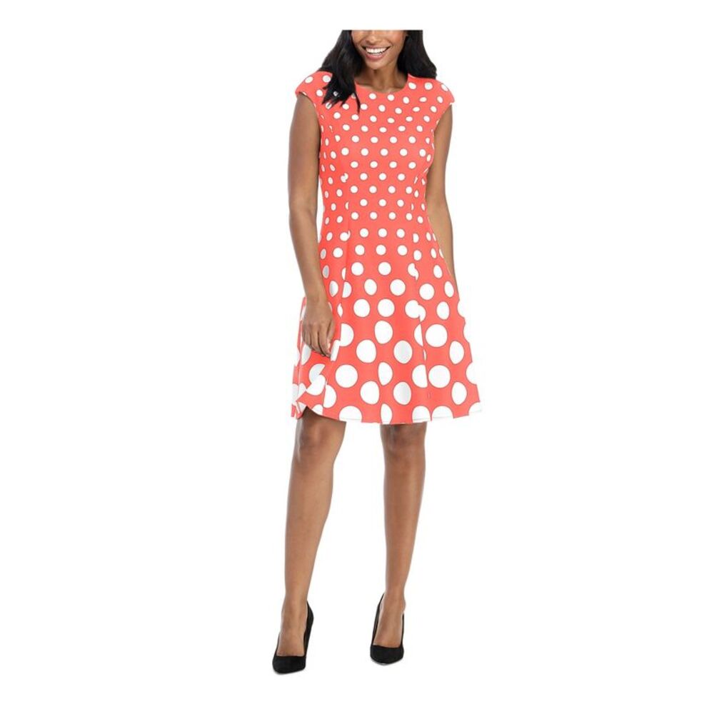 LONDON TIMES Womens Coral Unlined Sleeveless Above The Knee Fit + Flare Dress 10
